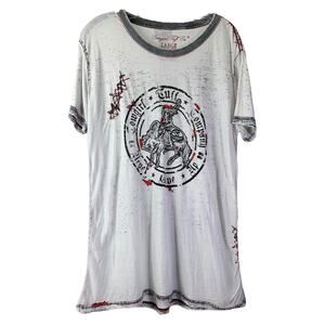 Cowgirl Tuff Co TShirt Womens Sz L Gray Black Short Sleeves Cotton Graphic Tee